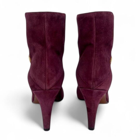 Authentic VALENTINO GARAVANI Suede Burgundy V Logo Ankle Boots Size EU37 - Picture 7 of 12